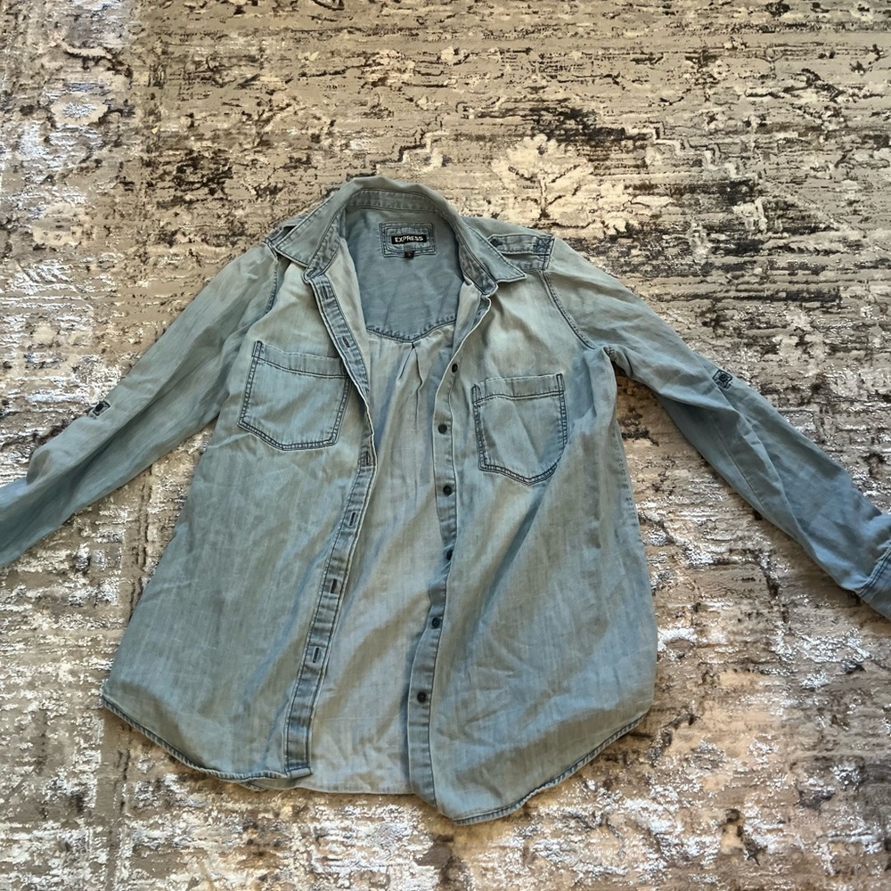 Express Light Blue Button Down Shirt - image 1